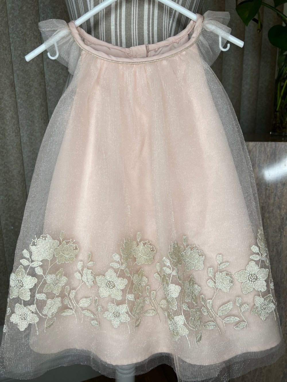 Catherine Malandrino Pale Pink Tulle Floral Appliqué Dress S-12 months